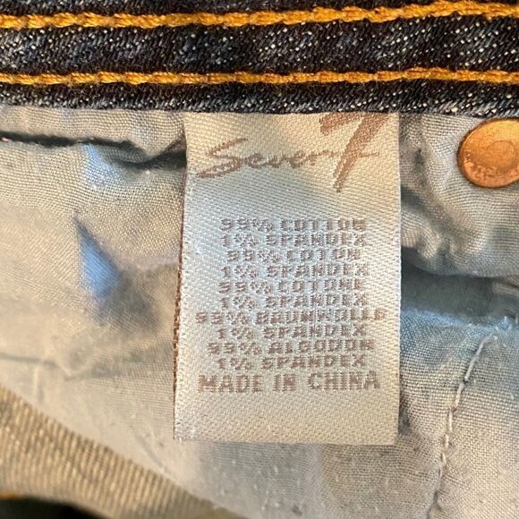 7 FOR ALL MANKIND Sz 27 ‘90s Blue Distressed Ripped Western Flare Stretch Jeans - Picture 12 of 12